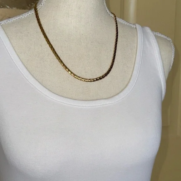 Vintage Gold Herringbone Chain Thicker .25” Width Necklace 21” Heavyweight - Picture 11 of 13